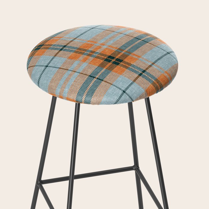 fall plaid - orange and blue Stool Gallery Image 2