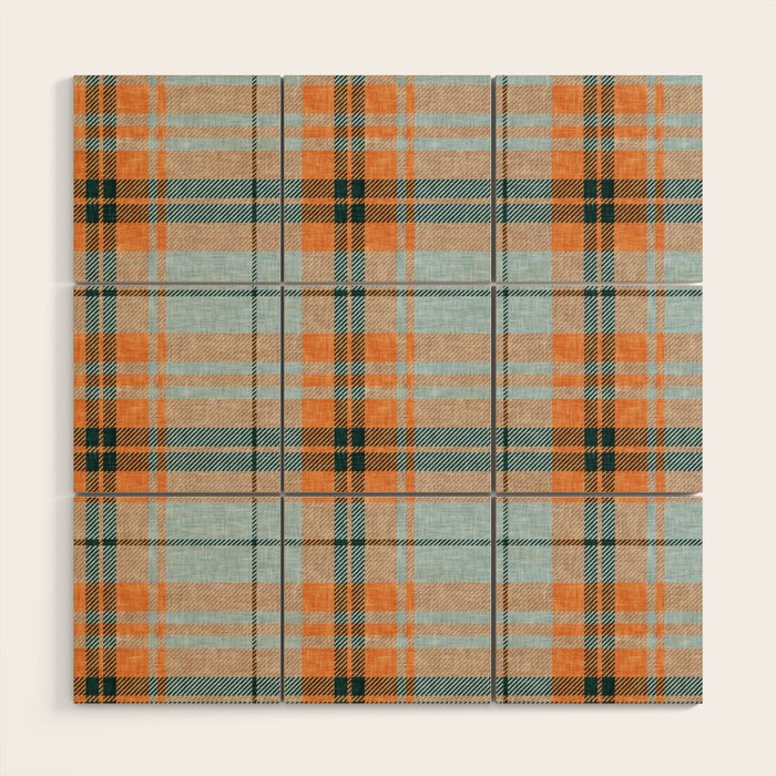 fall plaid - orange and blue Wood Wall Art Gallery Image 1