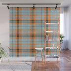fall plaid - orange and blue Wall Mural Gallery Image 1