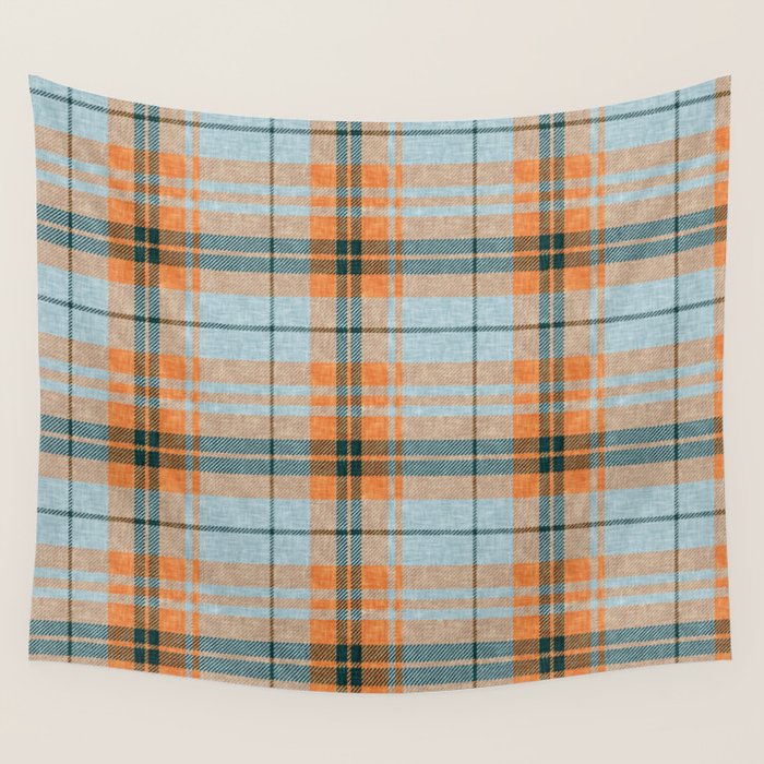 fall plaid - orange and blue Wall Tapestry Gallery Image 4