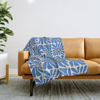Vintage blue flower art pattern Throw Blanket Gallery Image 1