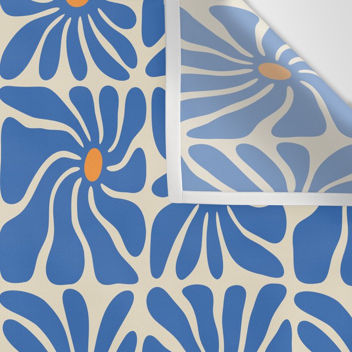 Vintage blue flower art pattern Wall Tapestry Gallery Image 3