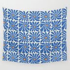 Vintage blue flower art pattern Wall Tapestry Gallery Image 4