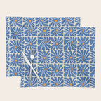 Vintage blue flower art pattern Placemat Gallery Image 1