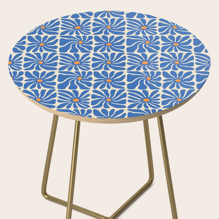 Vintage blue flower art pattern Side Table Gallery Image 2