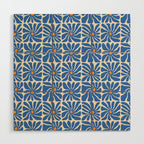 Vintage blue flower art pattern Wood Wall Art Gallery Image 1