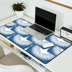 Japanese Crane Ornate Art Deco Powder Blue Pattern  Desk Mat Gallery Image 2