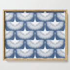 Japanese Crane Ornate Art Deco Powder Blue Pattern  Serving Tray Gallery Image 1