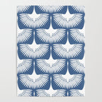 Japanese Crane Ornate Art Deco Powder Blue Pattern  Poster Gallery Image 4