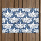 Japanese Crane Ornate Art Deco Powder Blue Pattern  Outdoor Rug Gallery Image 1