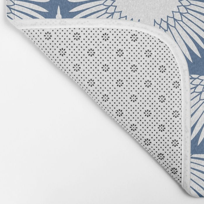 Japanese Crane Ornate Art Deco Powder Blue Pattern  Bath Mat Gallery Image 2