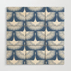 Japanese Crane Ornate Art Deco Powder Blue Pattern  Wood Wall Art Gallery Image 1