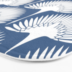 Japanese Crane Ornate Art Deco Powder Blue Pattern  Bath Mat Gallery Image 3