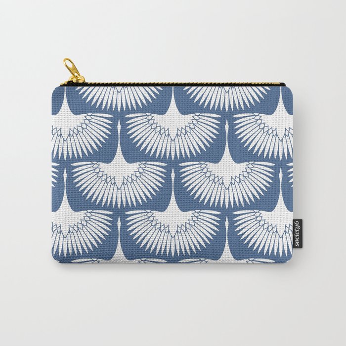 Japanese Crane Ornate Art Deco Powder Blue Pattern  Carry All Pouch Gallery Image 1