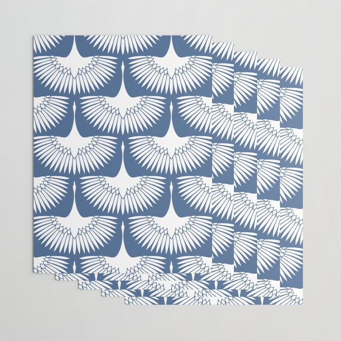 Japanese Crane Ornate Art Deco Powder Blue Pattern  Wrapping Paper Gallery Image 3