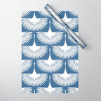 Japanese Crane Ornate Art Deco Powder Blue Pattern  Wrapping Paper Gallery Image 1