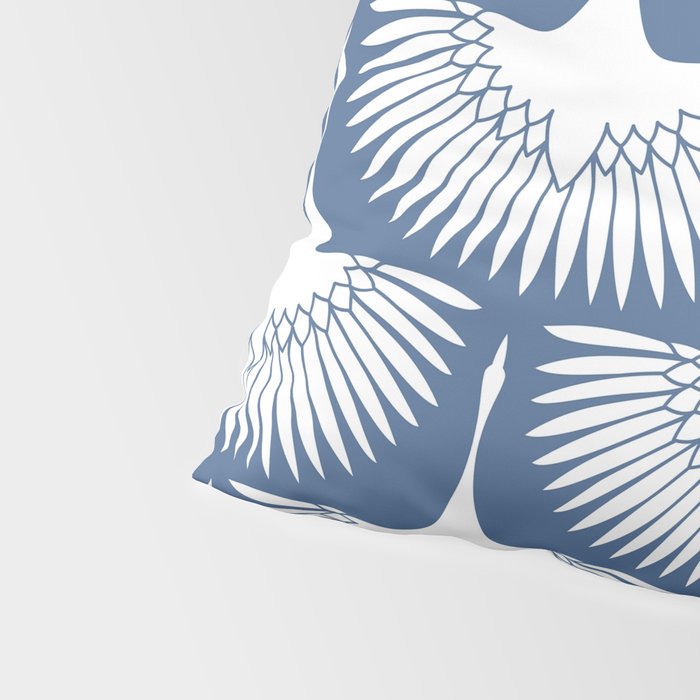 Japanese Crane Ornate Art Deco Powder Blue Pattern  Pillow Sham Gallery Image 4