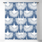 Japanese Crane Ornate Art Deco Powder Blue Pattern  Window Curtain Gallery Image 5