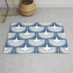 Japanese Crane Ornate Art Deco Powder Blue Pattern  Rug Gallery Image 1