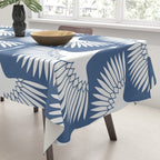 Japanese Crane Ornate Art Deco Powder Blue Pattern  Tablecloth Gallery Image 3