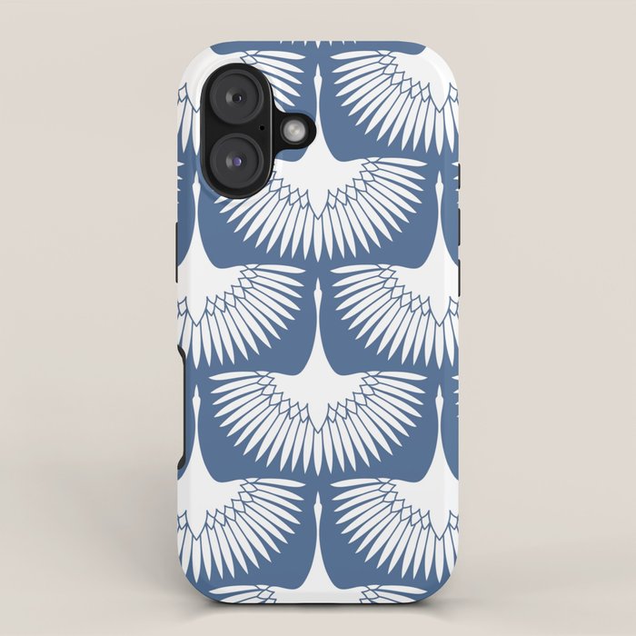 Japanese Crane Ornate Art Deco Powder Blue Pattern  iPhone Case Gallery Image 1