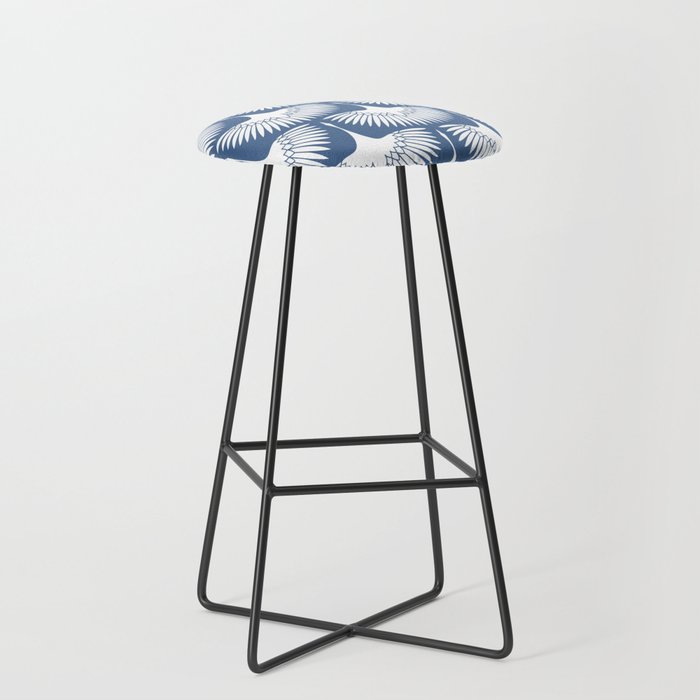 Japanese Crane Ornate Art Deco Powder Blue Pattern  Stool Gallery Image 1