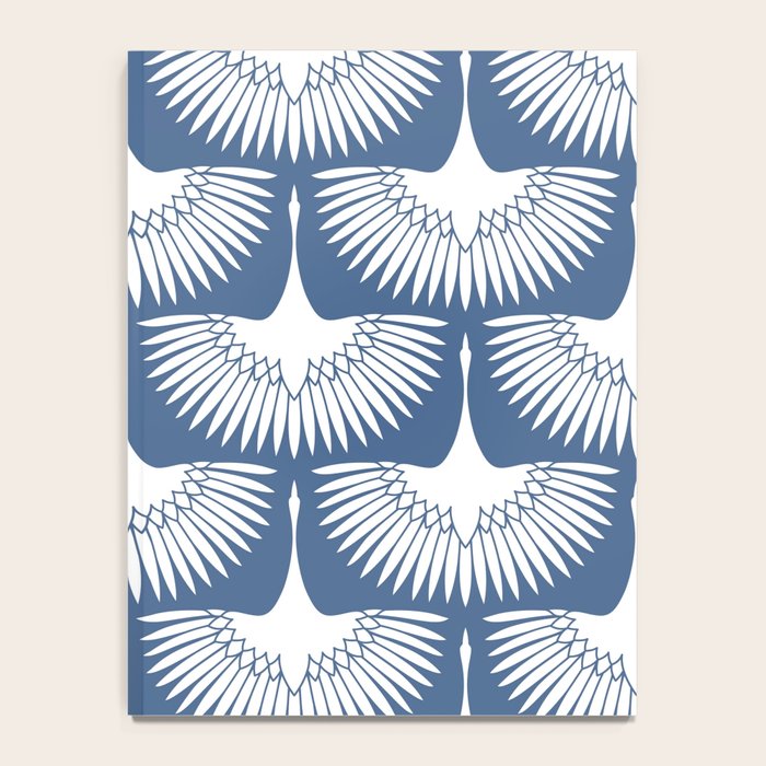 Japanese Crane Ornate Art Deco Powder Blue Pattern  Notebook Gallery Image 4