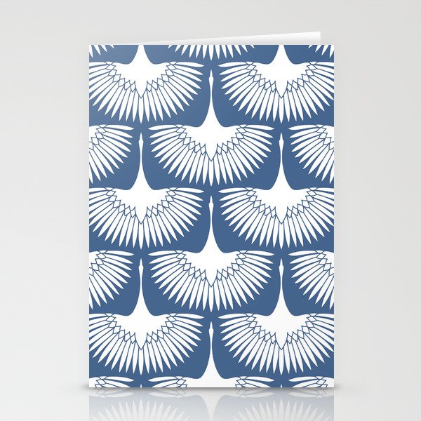 Japanese Crane Ornate Art Deco Powder Blue Pattern  Stationery Card Gallery Image 2