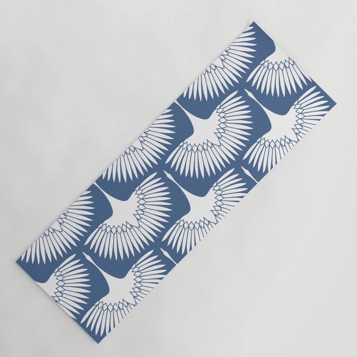 Japanese Crane Ornate Art Deco Powder Blue Pattern  Yoga Mat Gallery Image 1