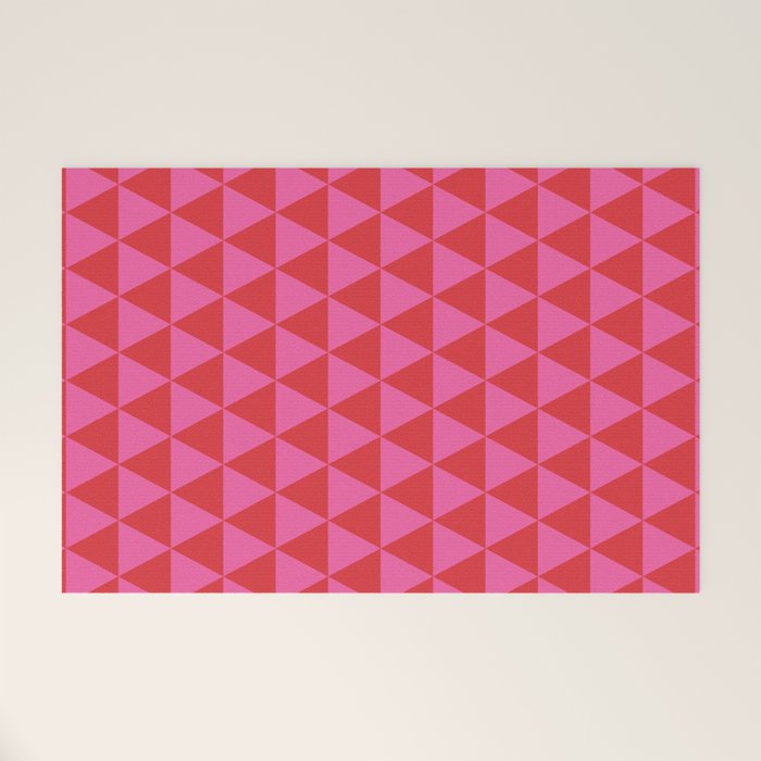Red and Pink Geometric Pattern Welcome Mat Gallery Image 1