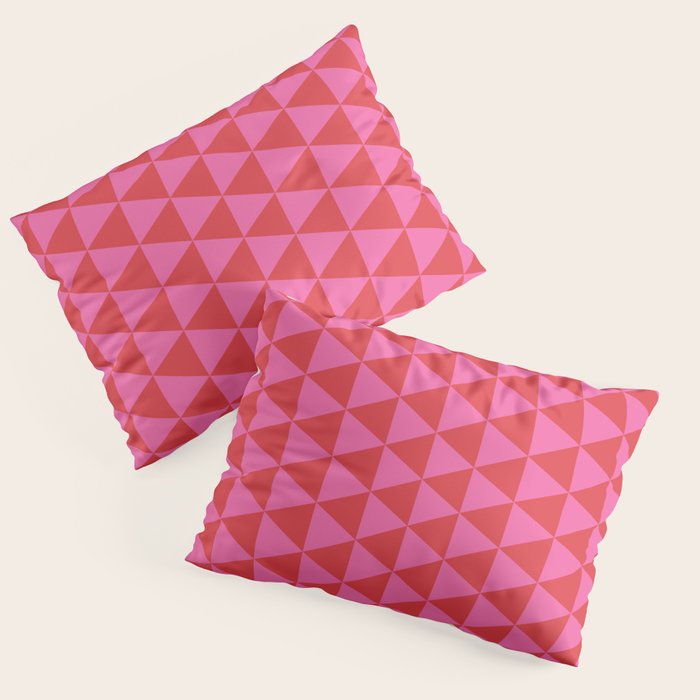 Red and Pink Geometric Pattern Pillow Sham Gallery Image 1