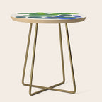 Minimalist Modern Mid Century Colorful Abstract Shapes Phthalo Blue Lime Green Gradient Overlapping Side Table Gallery Image 1