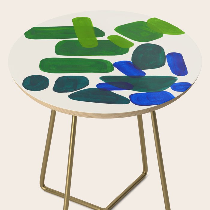 Minimalist Modern Mid Century Colorful Abstract Shapes Phthalo Blue Lime Green Gradient Overlapping Side Table Gallery Image 2