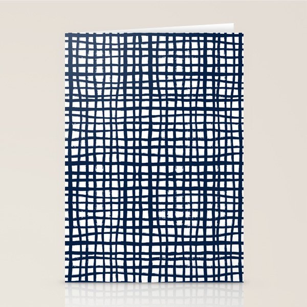 Sloane Grid - navy blue grid pillow, home decor, painterly Stationery Card Gallery Image 2