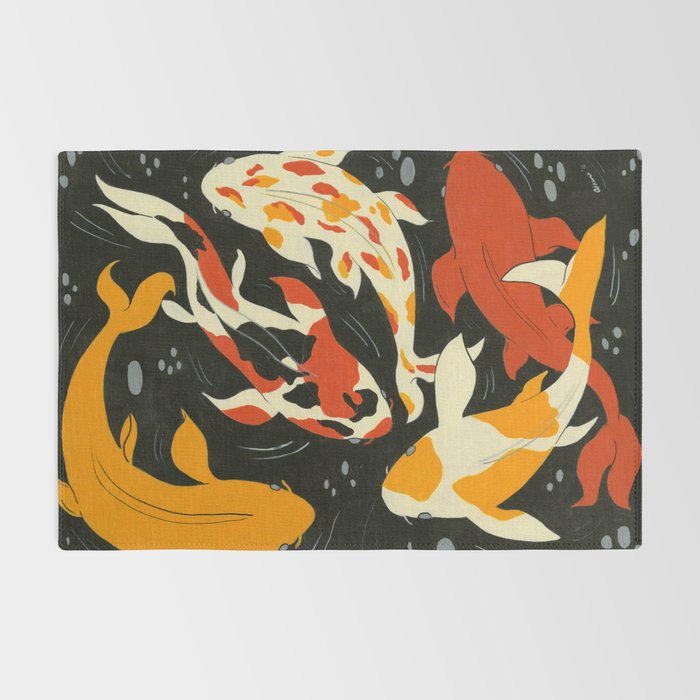 Koi in Black Water Rug Gallery Image 2