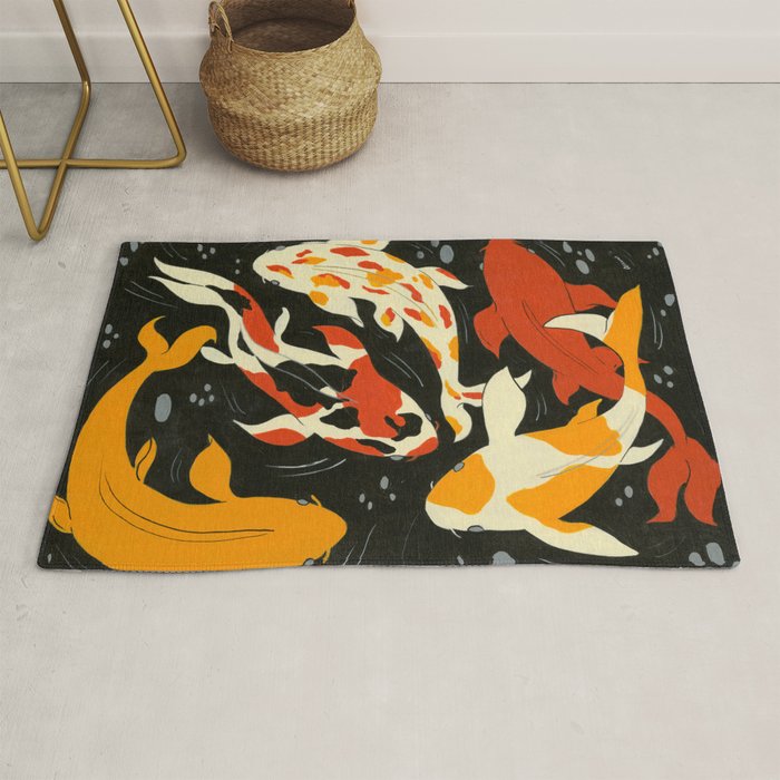 Koi in Black Water Rug Gallery Image 1
