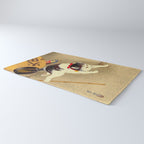Japanese Woodblock Print Cat Lantern Playful Vintage Art Rug Gallery Image 3