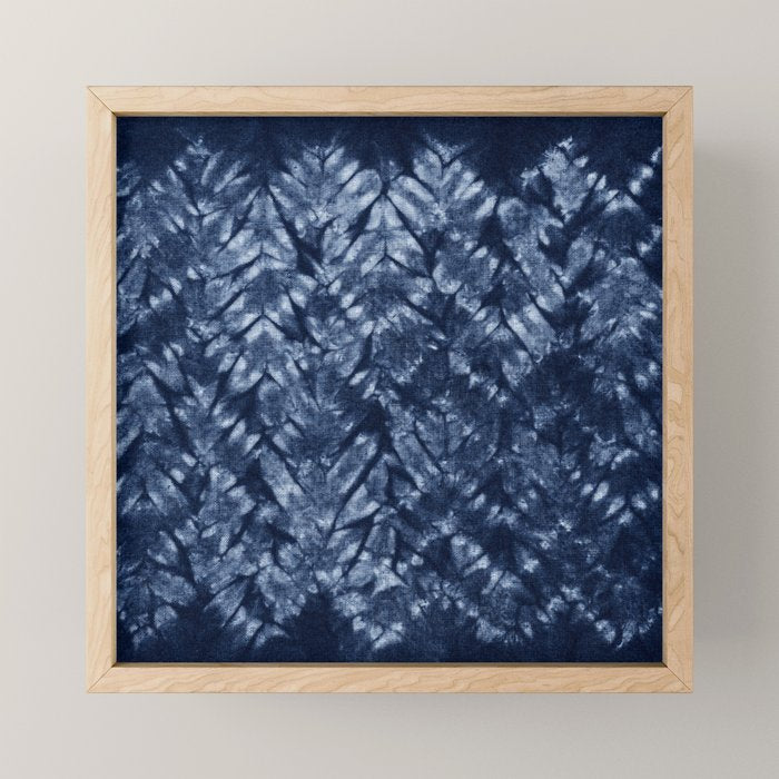 Indigo Blue Shibori Tie Dye, Boho Art Mini Art Print Gallery Image 1