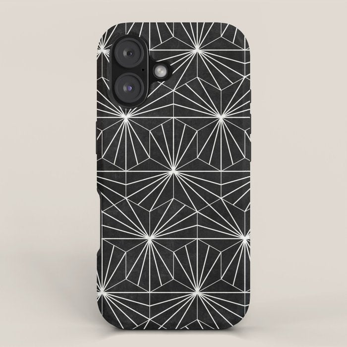 Hexagonal Pattern - Black Concrete iPhone Case Gallery Image 1