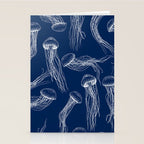 Jellyfish Print - Navy Stationery Card Gallery Image 2