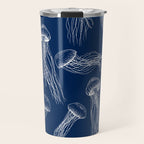Jellyfish Print - Navy Travel Mug Gallery Image 1