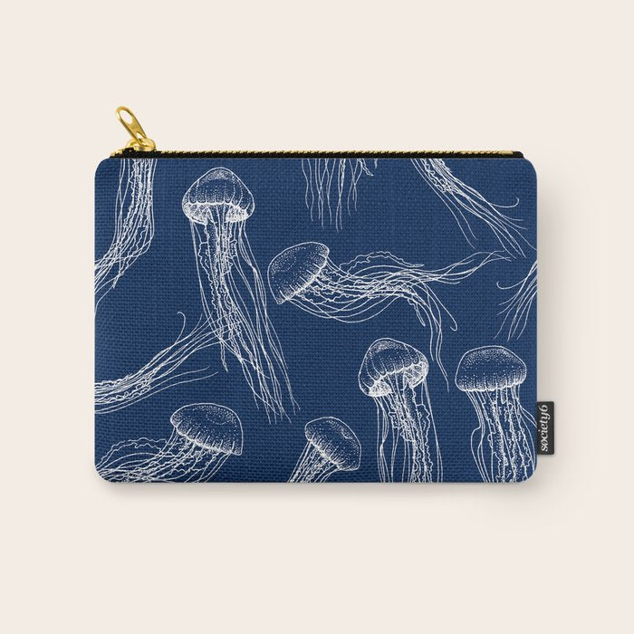 Jellyfish Print - Navy Carry All Pouch Gallery Image 1