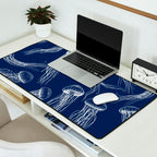 Jellyfish Print - Navy Desk Mat Gallery Image 2