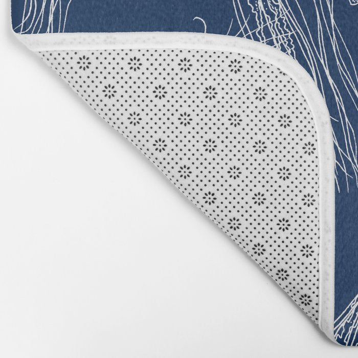 Jellyfish Print - Navy Bath Mat Gallery Image 2