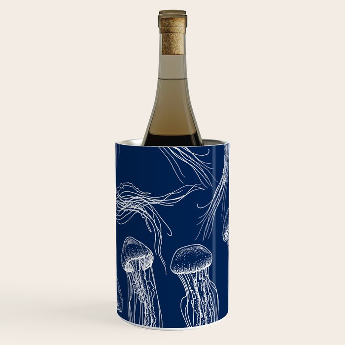 Jellyfish Print - Navy Wine Chiller Gallery Image 3