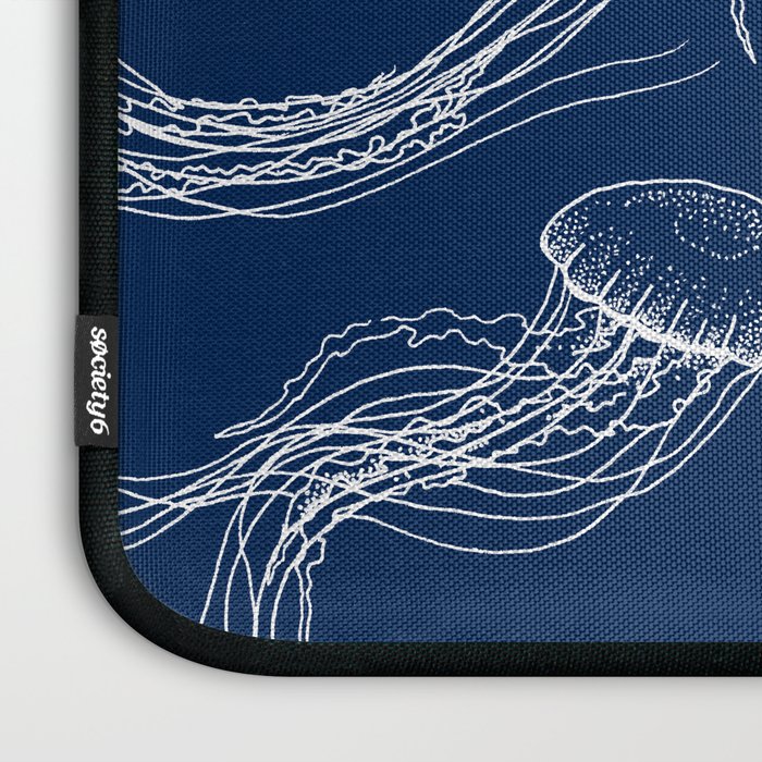 Jellyfish Print - Navy Laptop Sleeve Gallery Image 3