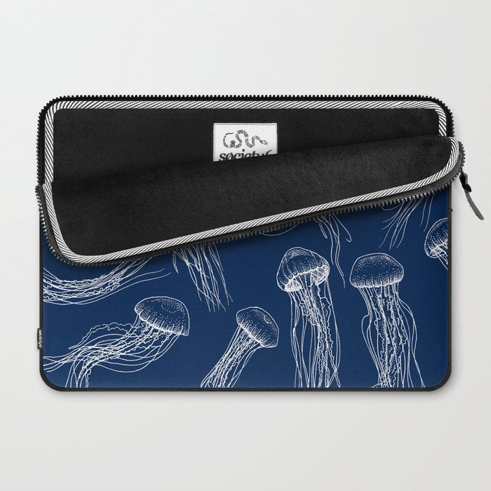 Jellyfish Print - Navy Laptop Sleeve Gallery Image 2