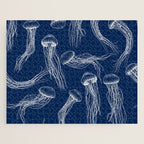 Jellyfish Print - Navy Jigsaw Puzzle Gallery Image 1