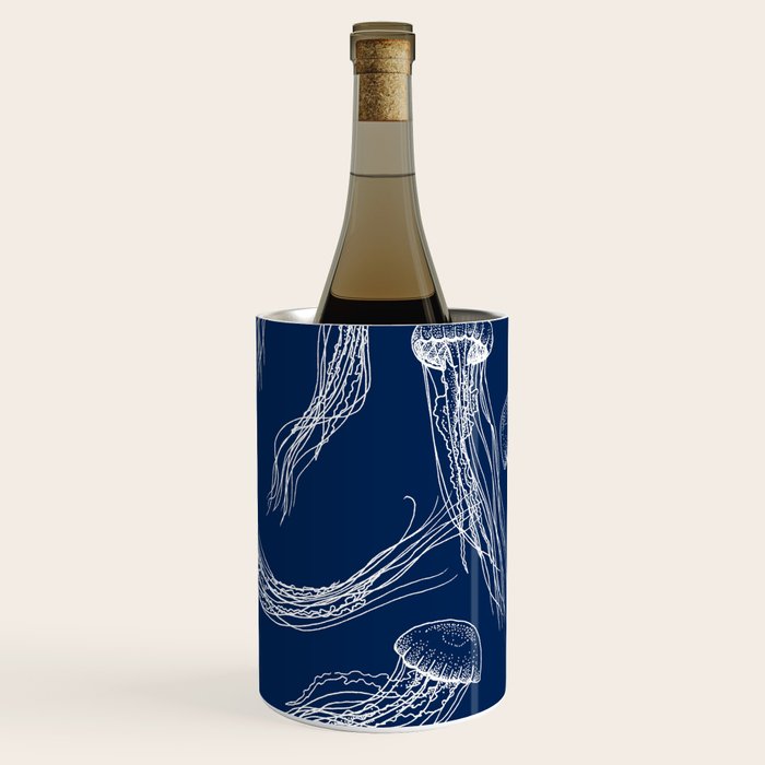 Jellyfish Print - Navy Wine Chiller Gallery Image 2