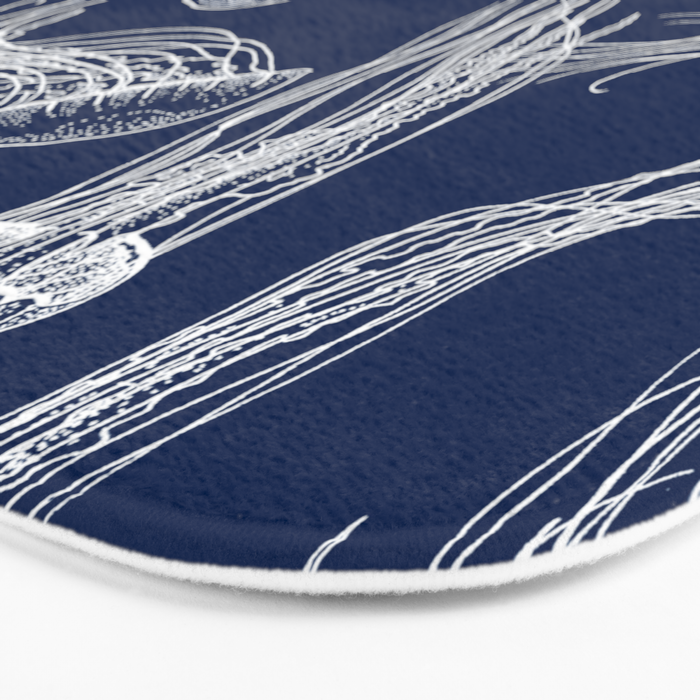 Jellyfish Print - Navy Bath Mat Gallery Image 3